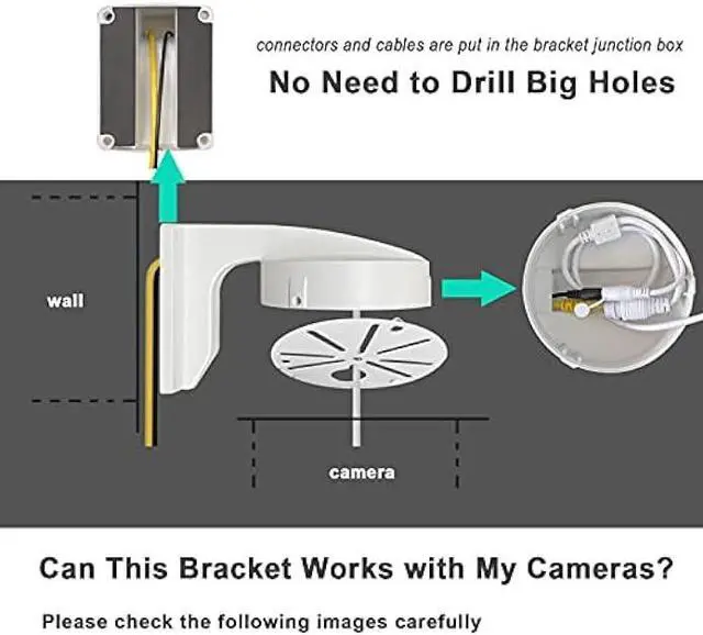 Alt view image 3 of 6 - WiTi 4.7 inches Wall Mount Bracket for Dome Security Camera,Deep Base Junction Box Cable Management Mounting Case, CCTV IP Surveillance Cameras Holder Metal Solid Powder Spray Coating