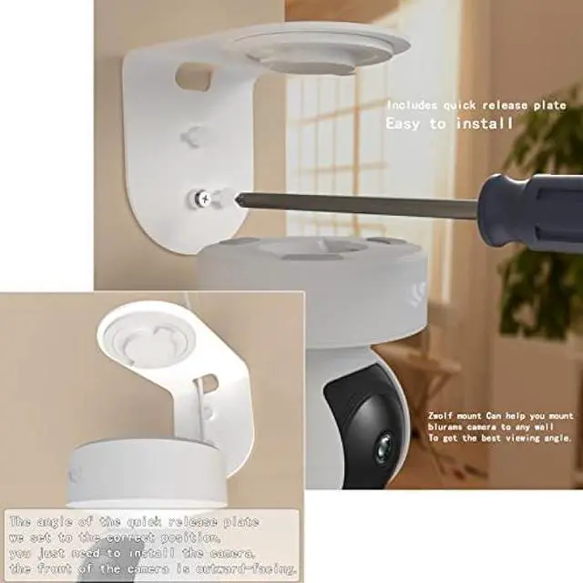 Alt view image 2 of 6 - Zwolf Metal Wall Mount for Kasa Indoor Pan/Tilt Smart Security Camera, Upside Down or Upright Your Camera on Any Wall You Want, Get Any Viewing Angles (NOT Included Camera) (Pack of 2)