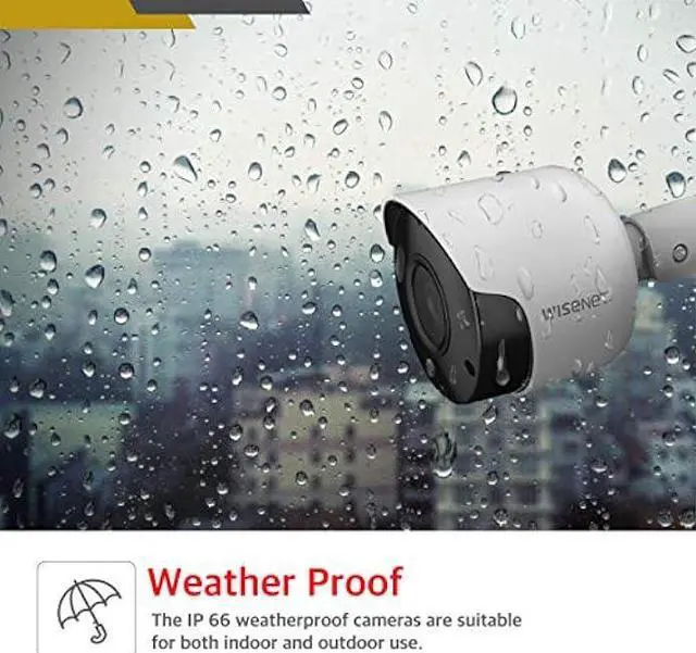 Alt view image 6 of 7 - Wisenet SDC-89445BF 5MP CCTV Surveillance Weatherproof Bullet Security Camera 82ft IR Distance Plastic Housing 3.6mm Lens 104° Wide Angle (Quad Pack)