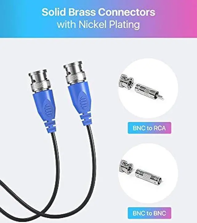 Alt view image 2 of 6 - ZOSI 4 Pack 150ft (45 Meters) All-in-One Video Power Cable, BNC Extension Surveillance Camera Cables for Video Security DVR Camera Systems (Included 4X BNC Connectors and 4X RCA Adapters)-Black Color