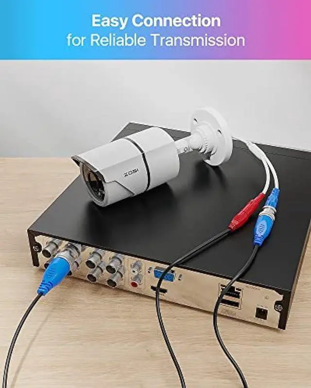 Alt view image 3 of 6 - ZOSI 4 Pack 150ft (45 Meters) All-in-One Video Power Cable, BNC Extension Surveillance Camera Cables for Video Security DVR Camera Systems (Included 4X BNC Connectors and 4X RCA Adapters)-Black Color