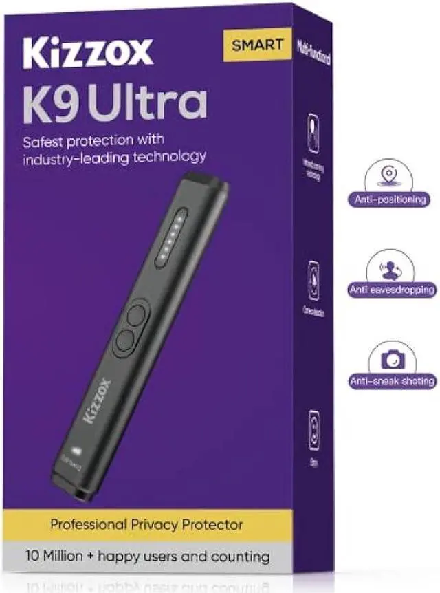 Main image of Kizzox K9 Ultra Hidden Camera detectors,  Detector, Hidden Devices/Bug/Listening Device/GPS Tracker/RF/Spy Camera Detector, Infrared Camera Finder Scanner for Office, Hotel, Car, Airbnb