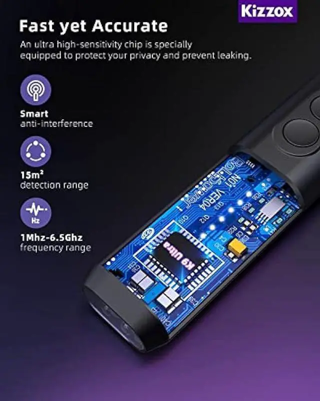 Alt view image 5 of 6 - Kizzox K9 Ultra Hidden Camera detectors,  Detector, Hidden Devices/Bug/Listening Device/GPS Tracker/RF/Spy Camera Detector, Infrared Camera Finder Scanner for Office, Hotel, Car, Airbnb