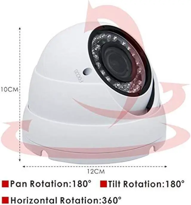 Alt view image 6 of 7 - Vonnision 5MP 4MP Dome Super Hybrid Security Camera 4in1 TVI/CVI/AHD/960H CCTV Surveillance Security Camera 2.8-12mm Varifocal Lens Waterproof Day&Night Vision Outdoor/Indoor 98ft IR Camera White