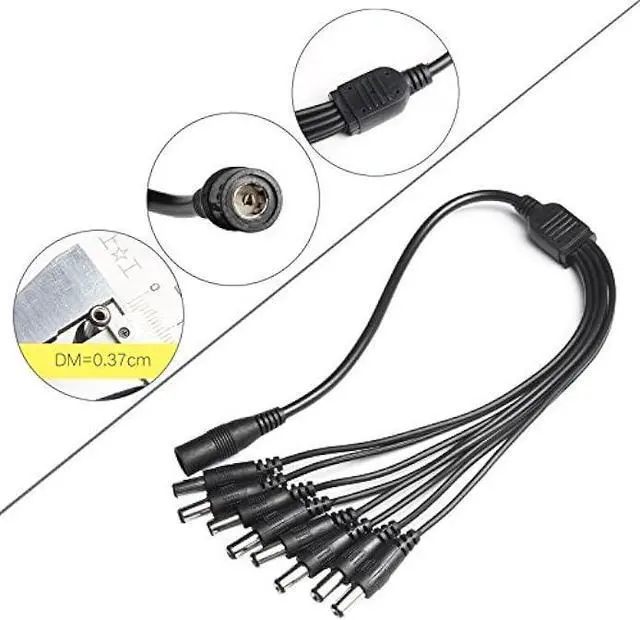 Alt view image 4 of 6 - Fancy Buying Security Camera Power Adapter 12V 5A 100V-240V AC to DC 8-Way Power Splitter Cable FCC Certified LED Power Transformers-Fits Analog/AHD DVR/Camera, RGB LED Strip Lights