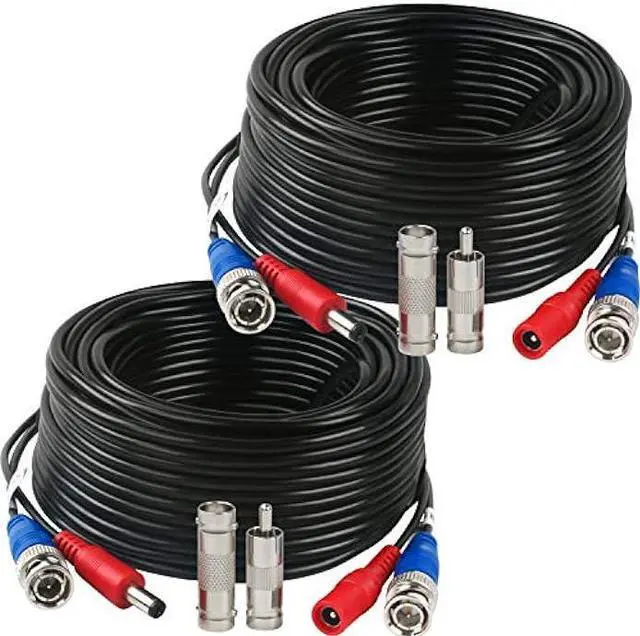 Main image of Tainston 2 Pack 60 Feet BNC Video Power Cable,BNC Extension Wire Pre-Made All-in-One Video Security Camera Wire with Connectors for CCTV Camera DVR Surveillance System