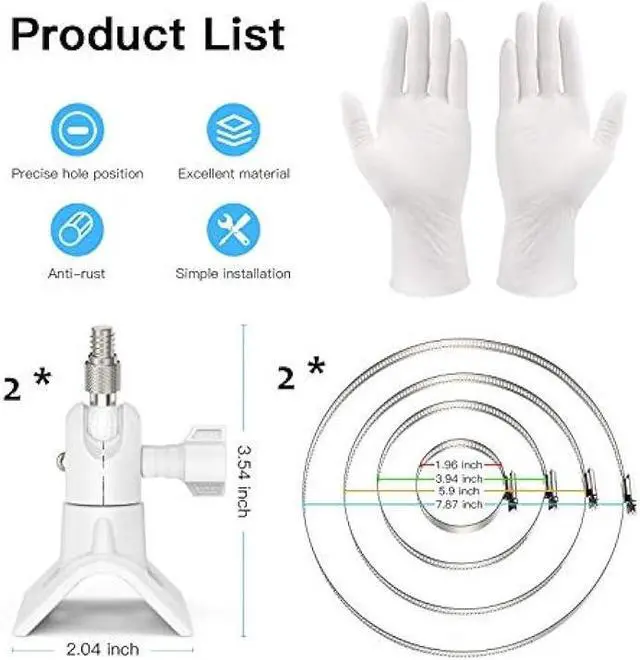 Alt view image 6 of 7 - OkeMeeo Universal Outdoor Camera Mount for Arlo Pro 4/Pro 3/Ultra 2/Arlo Essential/Reolink Wyze Cam,eufyCam and More with 1/4 Inch Attach Point, Fits 1.96-7.87 inch Pipe No Drill(White, 2 Pack)