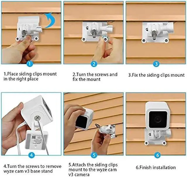 Alt view image 5 of 7 - HOLACA Vinyl Siding Hooks Mount for Wyze Cam V3,Siding Hanger Clips for Mounting Wyze Cam V3 Camera, Weatherproof Stainless Steel Material (White 2Pack)