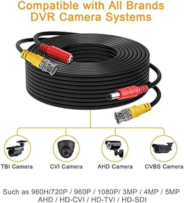 Alt view image 3 of 7 - WILDHD BNC Cable 4x100FT, All-in-One Siamese Video and Power Security Camera Wire, Camera Cable for All Max 5MP HD CCTV DVR Surveillance System (100FT 4PACK, Black)