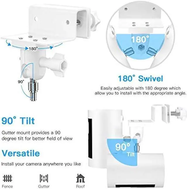 Alt view image 4 of 7 - HOLACA Gutter Mount for Ring Stick Up Cam Plug-in HD Security Camera and Ring Stick Up Cam Battery HD Security Camera-Weatherproof-Give a Perfect Angle for Your Ring Stick Up Cam(3rd)