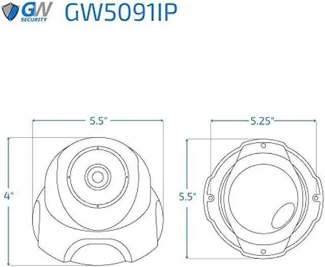 Alt view image 6 of 6 - GW Security 5MP IP PoE Outdoor Indoor Microphone Dome Security Camera (GW5091IP)