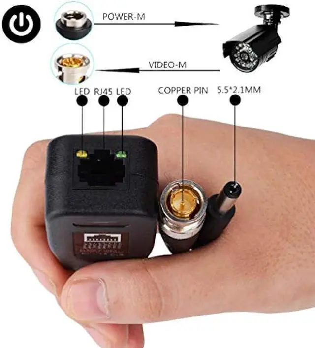 Alt view image 6 of 7 - Passive Video Balun 4 Pairs RJ45 Transceiver Transmitter HD-CVI/TVI/AHD/CVBS with DC Built-in Transient Suppression Protection for 720P/960P/1080P/5MP CCTV Security DVR Surveillance Camera System