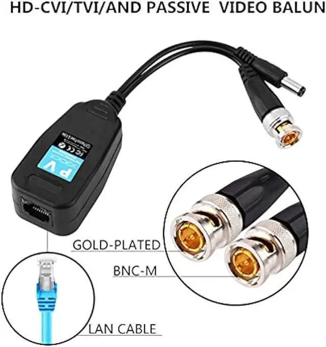 Alt view image 5 of 7 - Passive Video Balun 4 Pairs RJ45 Transceiver Transmitter HD-CVI/TVI/AHD/CVBS with DC Built-in Transient Suppression Protection for 720P/960P/1080P/5MP CCTV Security DVR Surveillance Camera System