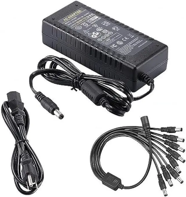 Main image of 12V 7A Power Supply Security Surveillance - AC 100-240V to DC 12 Volt 7 Amp Switching Power Supply Adapter Transformer with 1 to 8 Splitter Cable for LED Strip Light CCTV Security System
