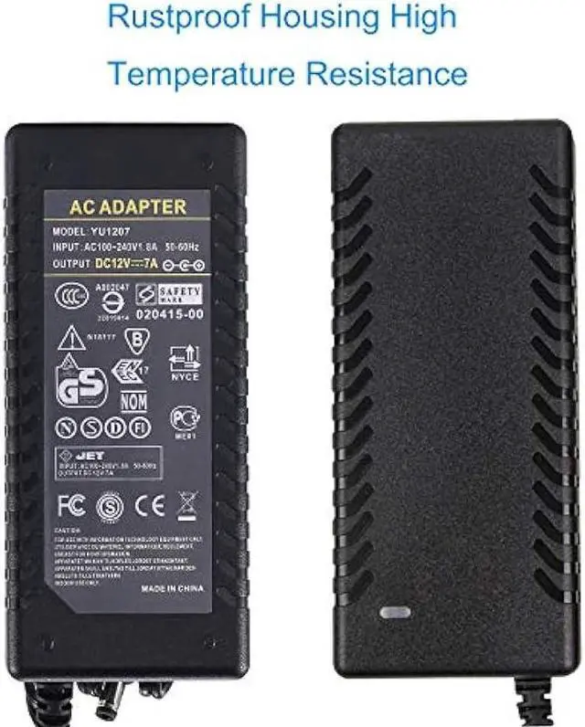 Alt view image 7 of 7 - 12V 7A Power Supply Security Surveillance - AC 100-240V to DC 12 Volt 7 Amp Switching Power Supply Adapter Transformer with 1 to 8 Splitter Cable for LED Strip Light CCTV Security System