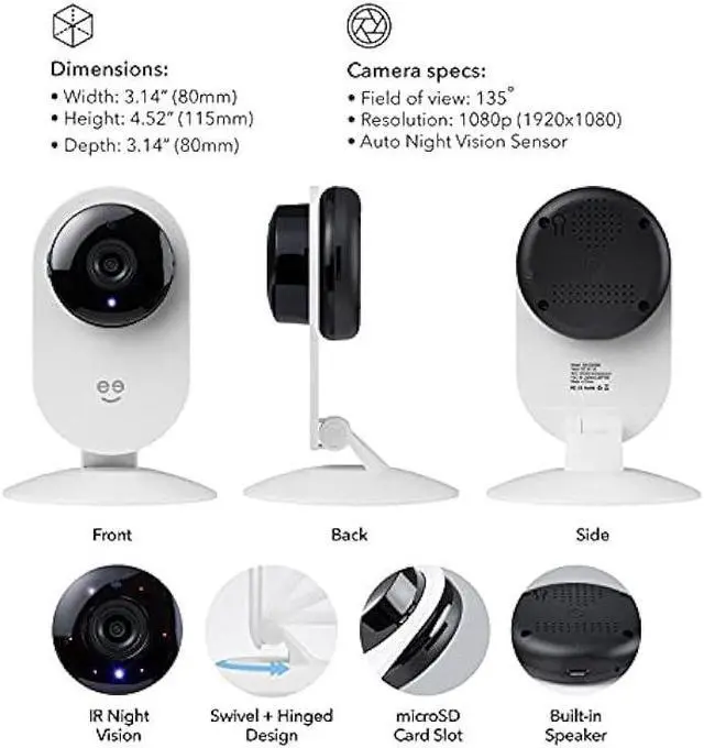 Alt view image 4 of 6 - Geeni Glimpse 1080p WiFi HD Smart Camera  Indoor Home Security Camera  No Hub Required  Voice Control  Motion Detection Camera Compatible