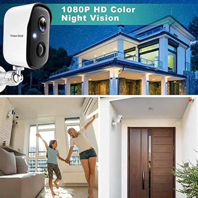 Alt view image 5 of 6 - Wireless Cameras for Home/Outdoor Security, Battery Powered 1080P HD WiFi Security Outdoor with Spotlight, AI Motion Detection, Siren, Color Night Vision, 2-Way Talk, SD/Cloud Storage