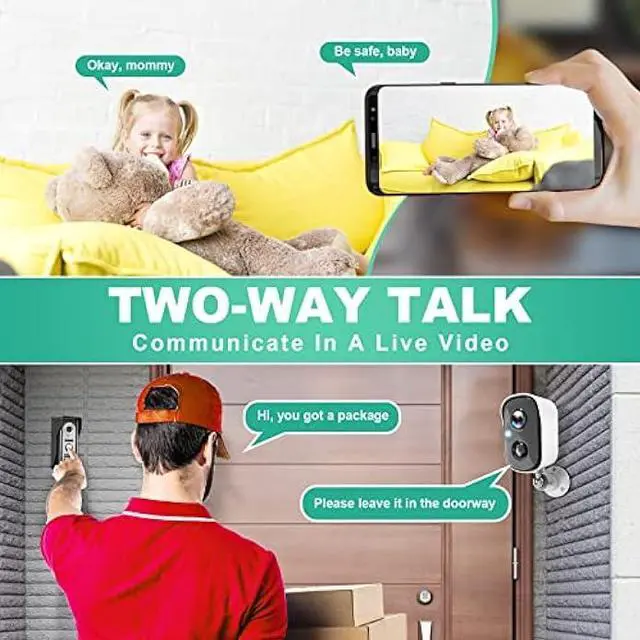Alt view image 6 of 6 - Wireless Cameras for Home/Outdoor Security, Battery Powered 1080P HD WiFi Security Outdoor with Spotlight, AI Motion Detection, Siren, Color Night Vision, 2-Way Talk, SD/Cloud Storage