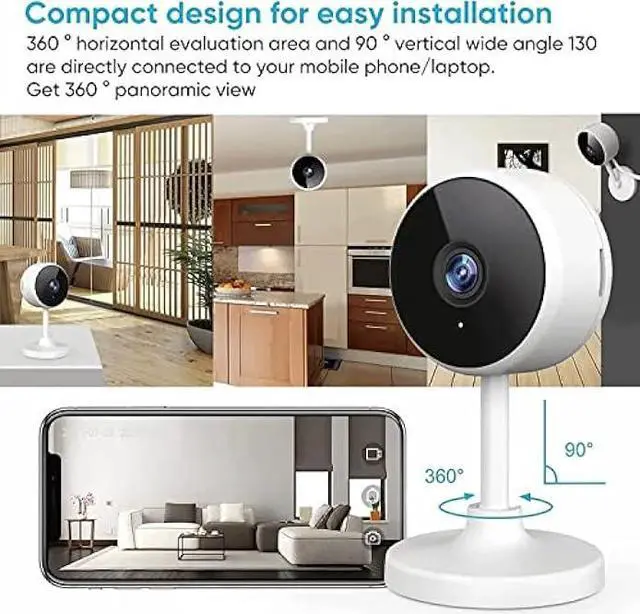 Alt view image 5 of 6 - Indoor Camera, Cameras for Home Security with Night Vision, Pet Camera with Phone App, 1080P Indoor Security Camera, Motion Detection, 2-Way Audio, WiFi Camera Home Camera Compatible with Alexa
