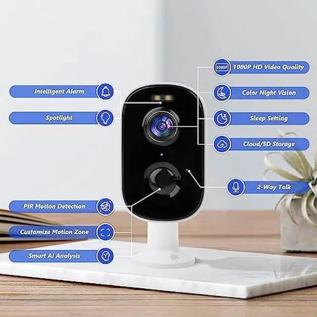 Alt view image 2 of 7 - 1080P Security Cameras Wireless Outdoor with Motion Detection, Spotlight/Siren Alarm, Color Night Vision, 2-Way Talk, Waterproof SD/Cloud Storage Battery Powered WiFi Camera for Home