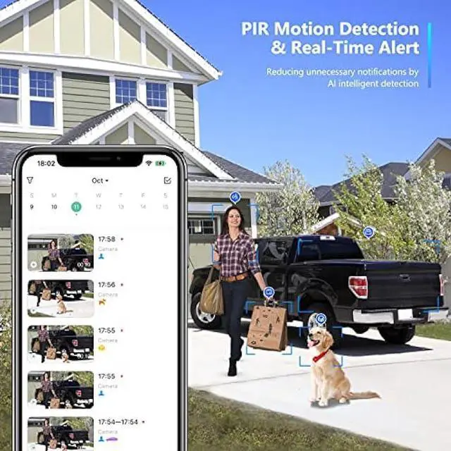 Alt view image 5 of 7 - 1080P Security Cameras Wireless Outdoor with Motion Detection, Spotlight/Siren Alarm, Color Night Vision, 2-Way Talk, Waterproof SD/Cloud Storage Battery Powered WiFi Camera for Home