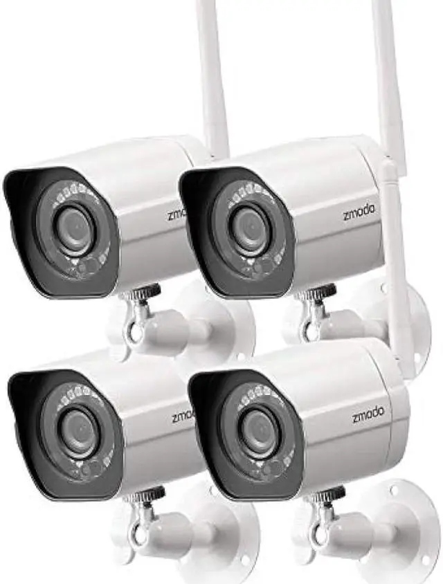 Main image of Zmodo 1080p Full HD Outdoor Wireless Security Camera System, 4 Pack Smart Home Indoor Outdoor WiFi IP Cameras with Night Vision, Plug-In, Compatible with Alexa