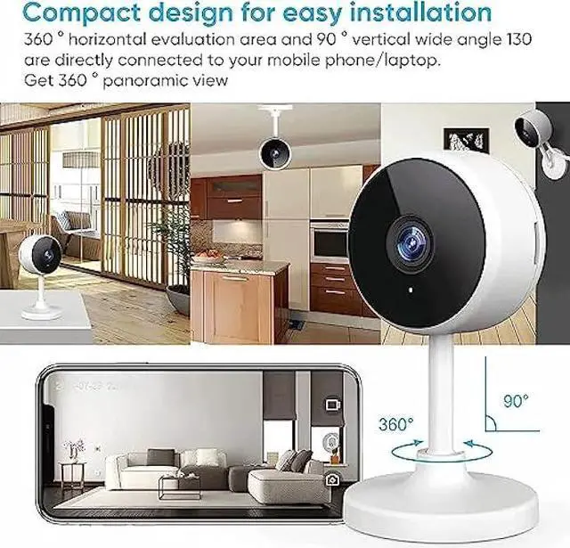 Alt view image 5 of 6 - Indoor Camera, Cameras for Home Security with Night Vision, Pet Camera with Phone App, 1080P Indoor Security Camera, Motion Detection, 2-Way Audio, WiFi Camera Home Camera Compatible with Alexa
