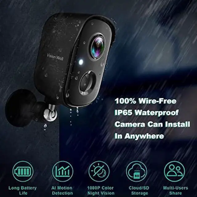 Alt view image 2 of 6 - Security Cameras Wireless Outdoor, 1080P Battery Powered AI Motion Detection Spotlight Siren Alarm WiFi Surveillance Indoor Home Camera, Color Night Vision, 2-Way Talk, Waterproof, Cloud/SD Storage