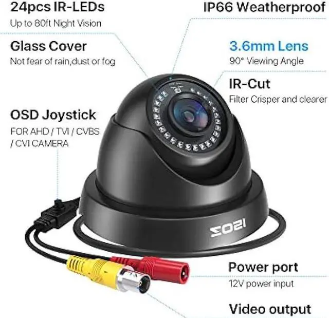 Alt view image 2 of 6 - ZOSI 1080P HD Security Camera Indoor Outdoor,1920TVL 2.0MP 4-in-1 HD TVI/CVI/AHD/CVBS CCTV Camera,Weatherproof,80ft IR Night Vision,for 960H,720P,1080P,5MP,4K Analog Home Surveillance DVR System