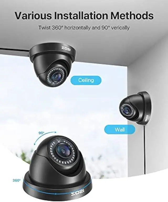 Alt view image 6 of 6 - ZOSI 1080P HD Security Camera Indoor Outdoor,1920TVL 2.0MP 4-in-1 HD TVI/CVI/AHD/CVBS CCTV Camera,Weatherproof,80ft IR Night Vision,for 960H,720P,1080P,5MP,4K Analog Home Surveillance DVR System