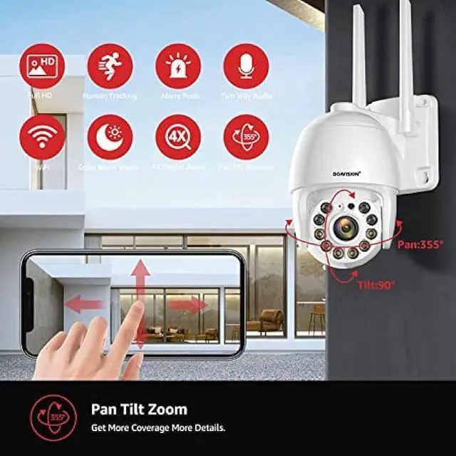 Alt view image 3 of 6 - BOAVISION Security Camera Outdoor, Wireless WiFi IP Camera Home Security System 360° View,Motion Detection, auto Tracking,Two Way Talk,HD 1080P pan Tile Full Color Night Vision