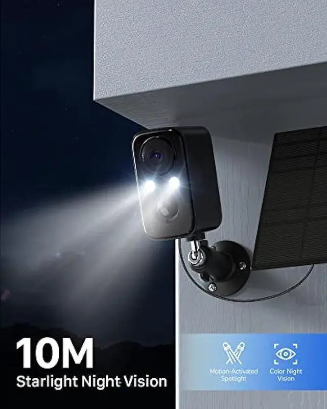 Alt view image 5 of 7 - IHOXTX Security Cameras Wireless Outdoor, Flood Light Solar Cameras for Home Security, Home Camera with Color Night Vision, PIR Human Detection, 2-Way Talk, IP66 Waterproof, SD Card/Cloud Storage