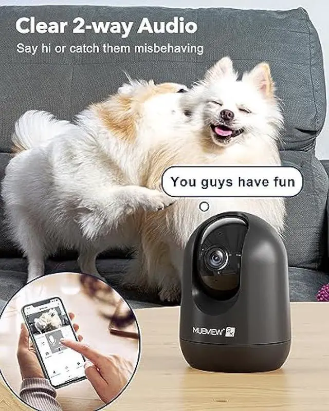 Alt view image 5 of 6 - MUBVIEW Cameras for Home Security, Indoor Security Camera, 2.4G WiFi Wired Camera Ideal for Dog/Elder/Baby, Motion Tracking, Two-Way Audio, Pan Tilt, 24/7, 2K Night Vision PK320B-D