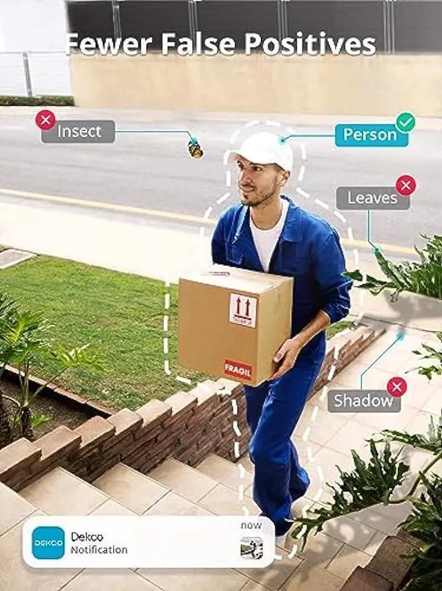 Alt view image 4 of 6 - Outdoor Security Camera - DEKCO 2K Pan Rotating 180° Wired WiFi Cameras for Home Security with Two-Way Audio, Night Vision, 2.4G Wifi, IP65, Motion Detection Alarm (2 Pack )