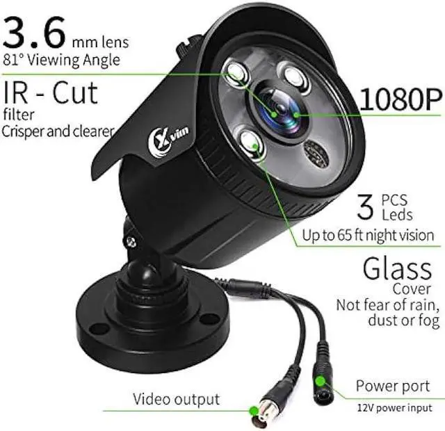 Alt view image 2 of 7 - XVIM 8CH 1080P Wired Security Camera System with 1TB Hard Drive, 8pcs HD Outdoor Home Surveillance Cameras Night Vision Remote Access Motion Alert