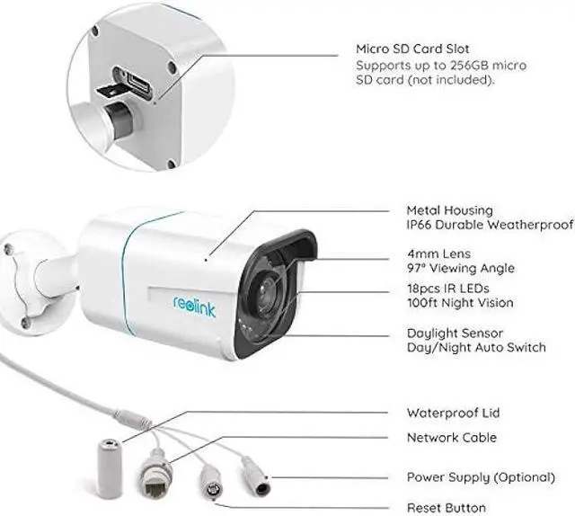Alt view image 5 of 5 - REOLINK Security Camera Outdoor System 4K, Surveillance IP PoE with Human/Vehicle/Pet Detection, 25FPS Daytime, 100F IR Night Vision, Up to 256GB microSD Card, RLC-810A, Audio and Motion Alert
