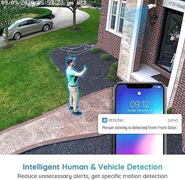 Alt view image 4 of 5 - REOLINK Security Camera Outdoor System 4K, Surveillance IP PoE with Human/Vehicle/Pet Detection, 25FPS Daytime, 100F IR Night Vision, Up to 256GB microSD Card, RLC-810A, Audio and Motion Alert