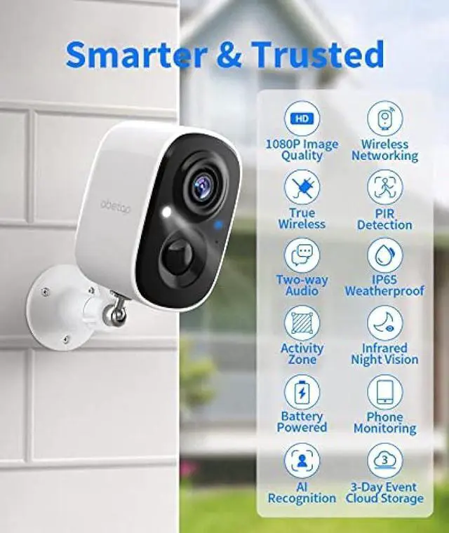 Alt view image 5 of 6 - Security Cameras Wireless Outdoor, 1080P WiFi Camera Outdoor Wireless w/Color Night Vision, AI/PIR Detection, 2-Way Talk, Cloud/SD, Weatherproof, Battery Powered Outdoor Cameras for Home Security