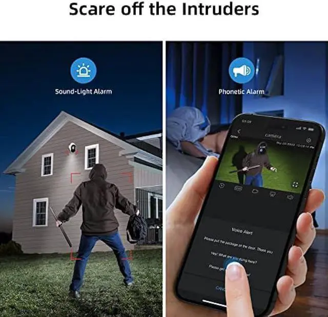 Alt view image 4 of 6 - AOSU 2K Security Cameras Wireless Outdoor, Battery Powered for Home Security Cameras with PIR Human Motion Detection, Full-Color Night Vision, Spotlight & Siren, 2-Way Audio, 2.4GHz WiFi, Waterproof