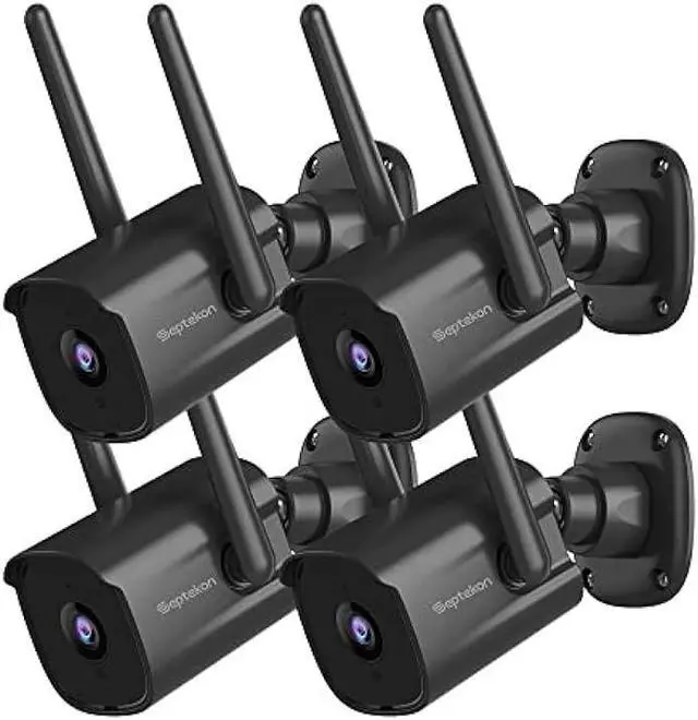 Main image of Septekon 2K Home Security Cameras 4 Pack, 2.4G Wired WiFi Security Camera Outdoor with Night Vision, Two-Way Audio, IP66, Motion Detection Alarm, Dual Antenna, Black