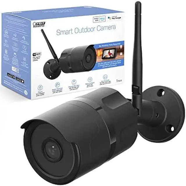 Alt view image 2 of 6 - Feit Electric Outdoor Camera, 2.4GHz WiFi Security Camera Works with Alexa and Google Assistant, 1080p HD Video Camera Motion Detection, Night Vision, 2-Way Audio, No Hidden Fees, CAM/WM/WiFi