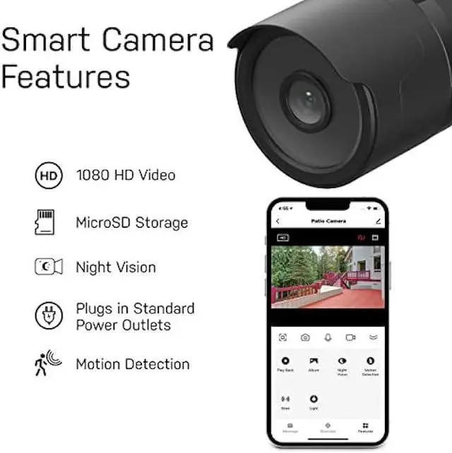 Alt view image 5 of 6 - Feit Electric Outdoor Camera, 2.4GHz WiFi Security Camera Works with Alexa and Google Assistant, 1080p HD Video Camera Motion Detection, Night Vision, 2-Way Audio, No Hidden Fees, CAM/WM/WiFi