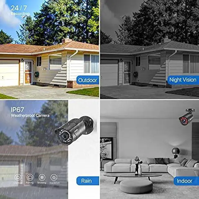 Alt view image 3 of 6 - ZOSI 2MP HD 1080p 1920TVL Security Camera Outdoor Indoor (Hybrid 4-in-1 HD-CVI/TVI/AHD/960H Analog CVBS), 36PCS LEDs,120ft IR Night Vision,105° View Angle Surveillance CCTV Bullet CameraBlack Color)