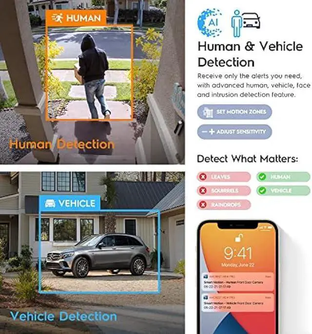 Alt view image 3 of 6 - Amcrest UltraHD 4K (8MP) IP PoE AI Camera, FOV 129°, 49ft Color Nightvision, Security Outdoor Bullet Camera, Human & Vehicle Detection, Active Deterrent, 4K @15fps, IP8M-2796EW-AI (White)