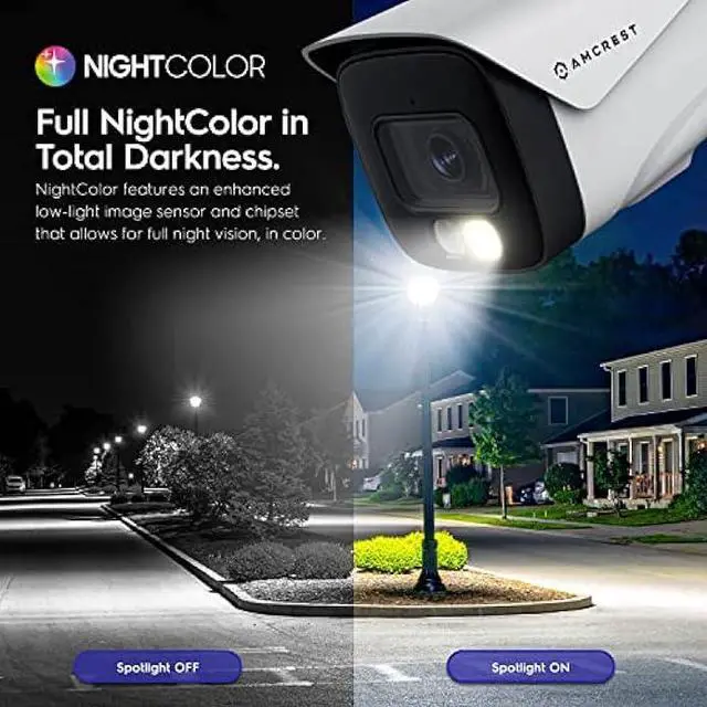 Alt view image 5 of 6 - Amcrest UltraHD 4K (8MP) IP PoE AI Camera, FOV 129°, 49ft Color Nightvision, Security Outdoor Bullet Camera, Human & Vehicle Detection, Active Deterrent, 4K @15fps, IP8M-2796EW-AI (White)