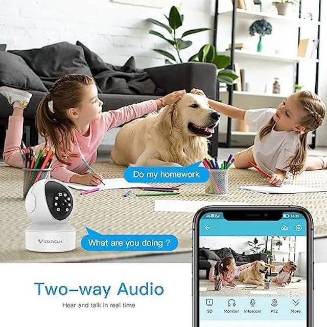 Alt view image 2 of 7 - VSTARCAM 3MP Indoor Security Camera, Pet/Dog Camera with Phone App, Indoor Cameras for Home Security with Color Night Vision, 2-Way Audio Motion, Detection Cloud & SD Card Storage