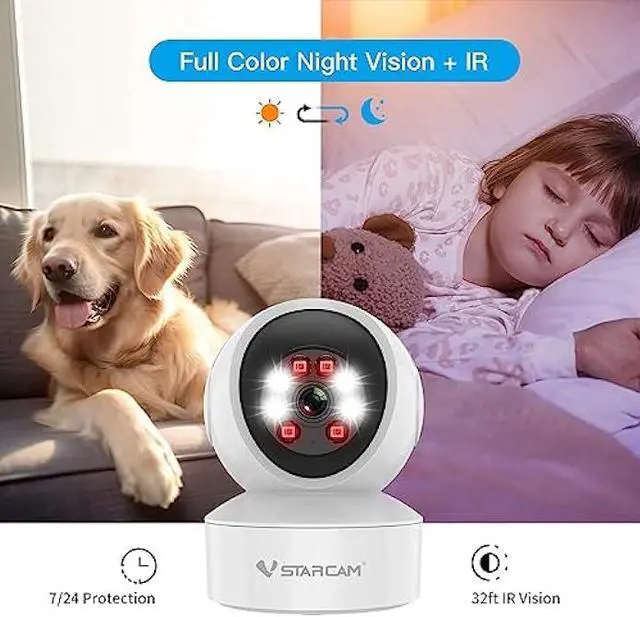Alt view image 3 of 7 - VSTARCAM 3MP Indoor Security Camera, Pet/Dog Camera with Phone App, Indoor Cameras for Home Security with Color Night Vision, 2-Way Audio Motion, Detection Cloud & SD Card Storage