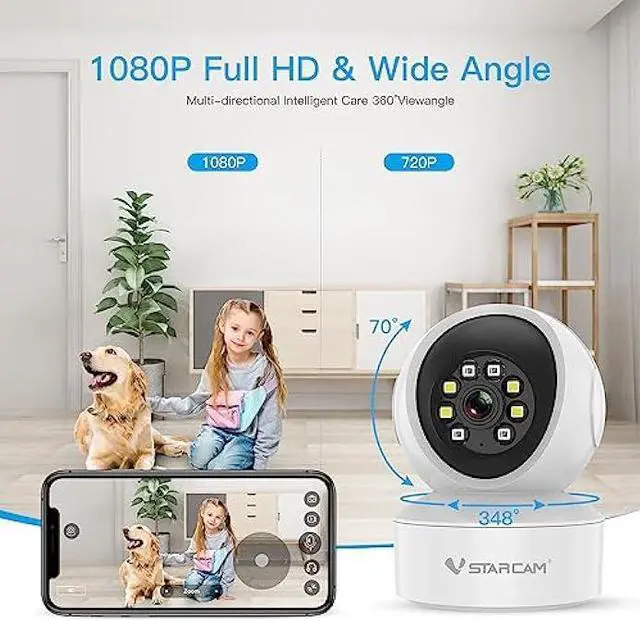 Alt view image 4 of 7 - VSTARCAM 3MP Indoor Security Camera, Pet/Dog Camera with Phone App, Indoor Cameras for Home Security with Color Night Vision, 2-Way Audio Motion, Detection Cloud & SD Card Storage