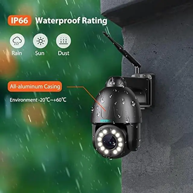 Alt view image 6 of 7 - SV3C PTZ WiFi Security Camera Outdoor 15X Optical Zoom Auto Tracking 5MP Floodlight Color Night Vision Wireless IP Cam, 2-Way Audio, Black Metal Shell, RTSP, SD Card Record, BlueIris, Onvif Conformant
