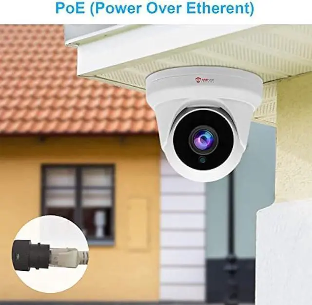 Alt view image 3 of 6 - Anpviz 4MP PoE IP Turret Camera with Microphone/Audio, IP Security Camera Outdoor Indoor, Night Vision 50ft, Waterproof IP66, 108° Wide Angle 2.8mm Lens, 24/7 Recording